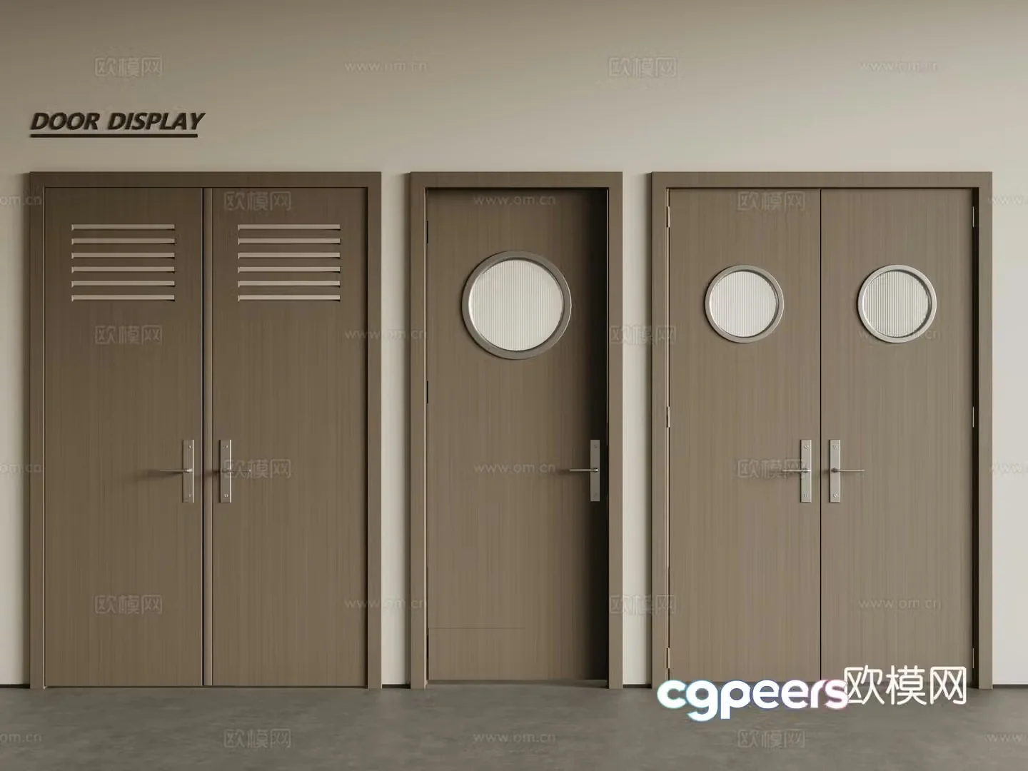Modern fire door wooden door combination 3D model
