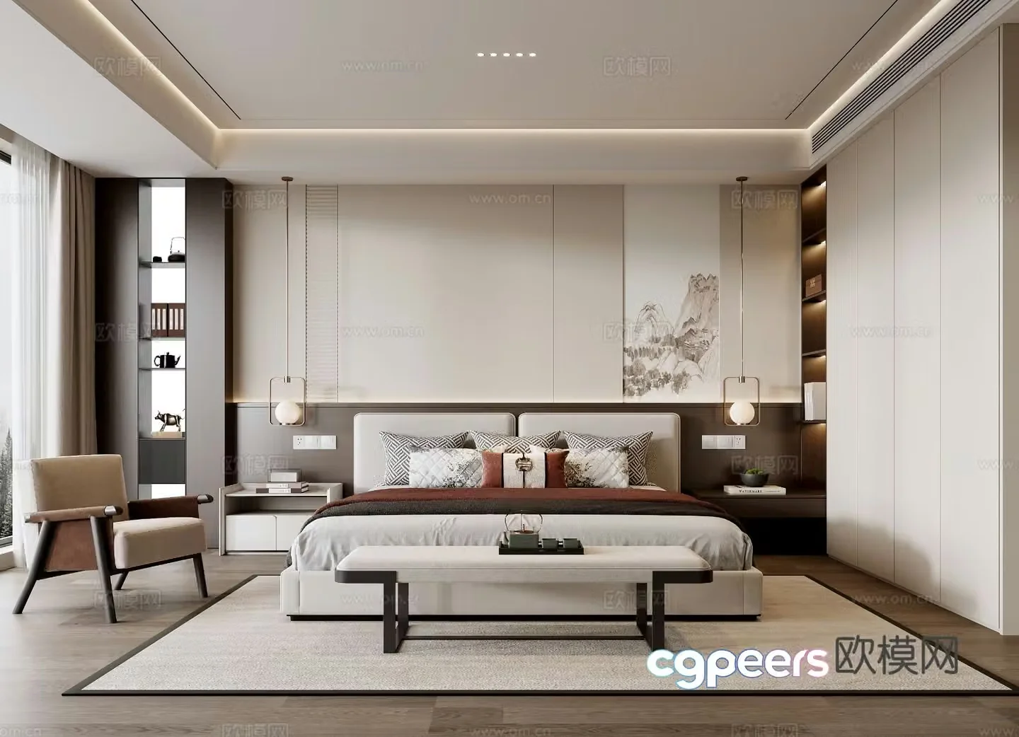 New Chinese style bedroom master bedroom 3d model