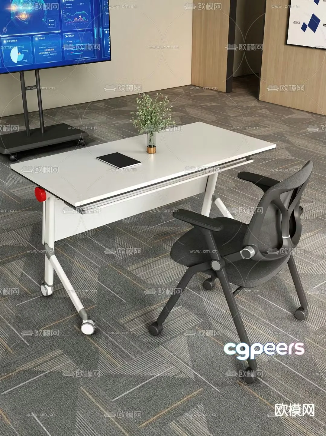desk work station training table 3d model