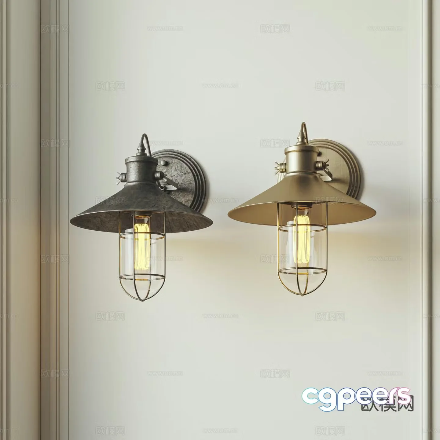 Industrial wind wall lamp 3d model