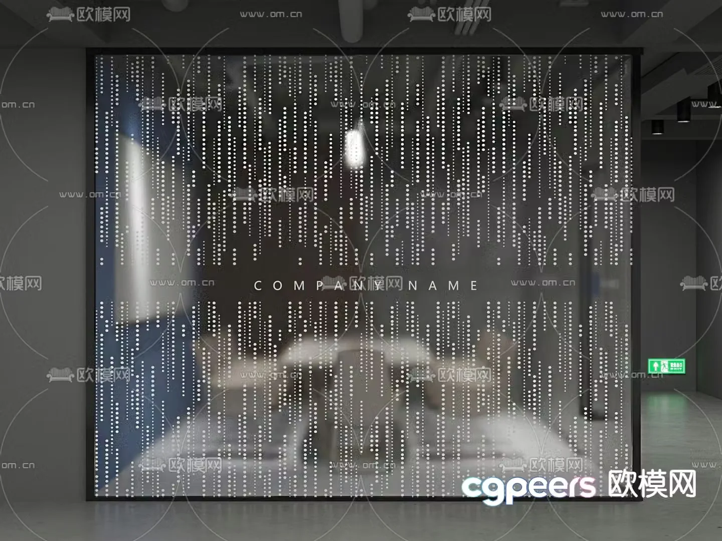 Conference room glass partition glass film 3d model