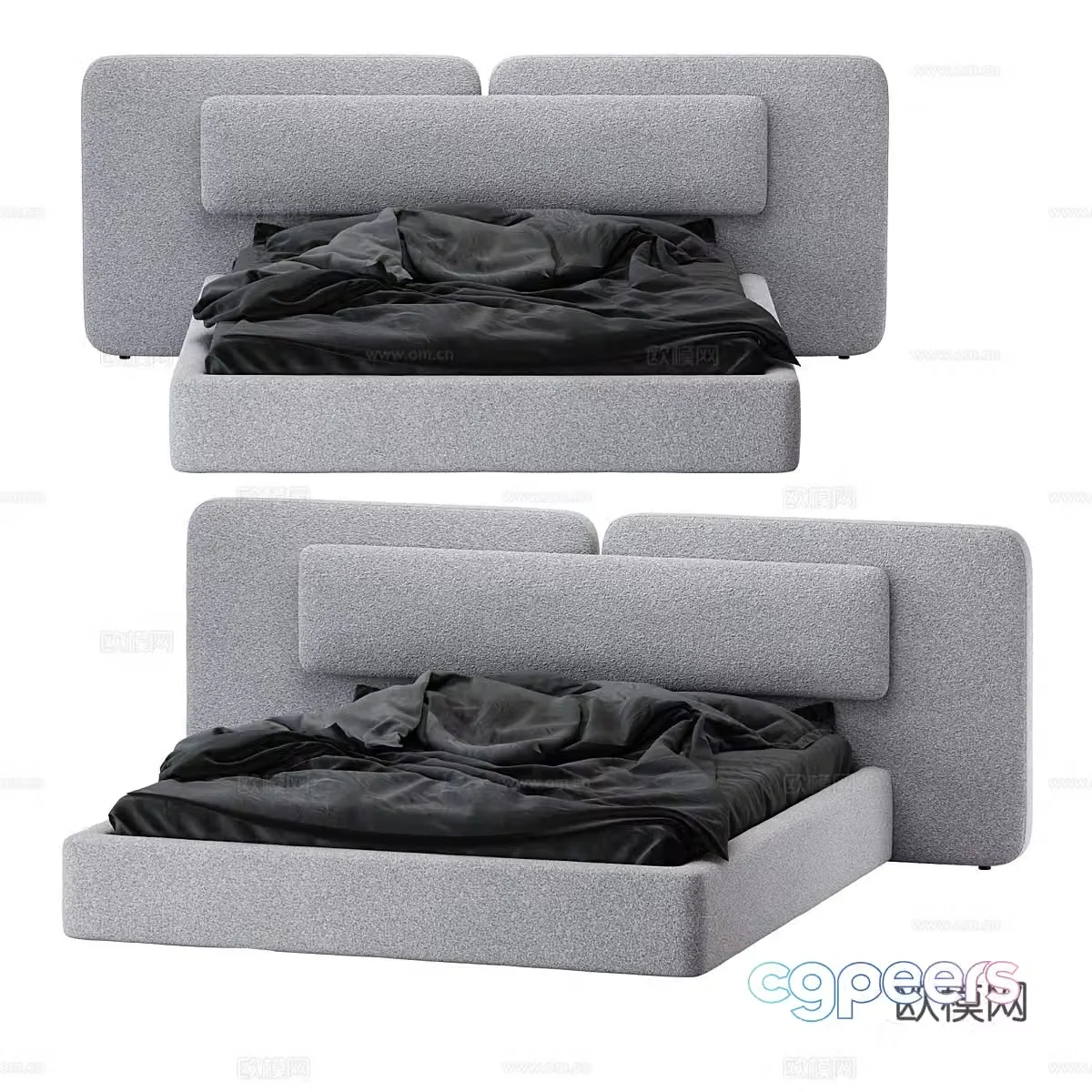 Modern simple double bed 3d model