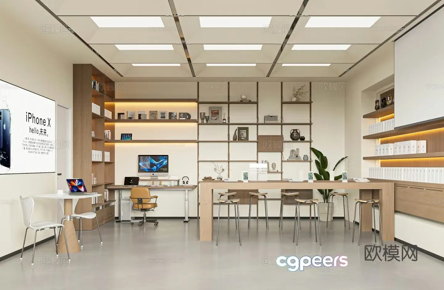 Modern mobile phone store Apple mobile phone store Zhuanzhuan store Love recycling Huawei mobile phone store 3d model