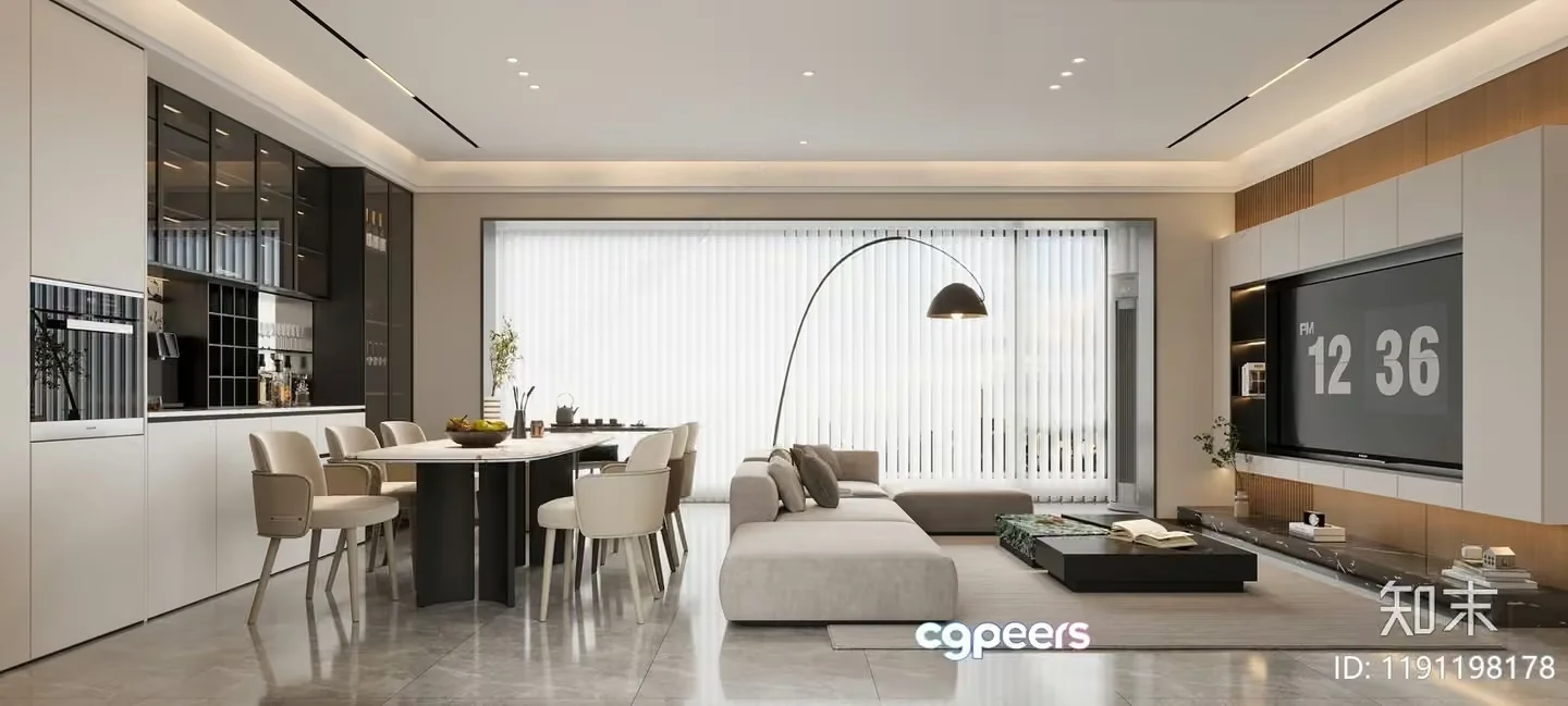 Modern Living Room 3D Model – 8237 – CORONA Render