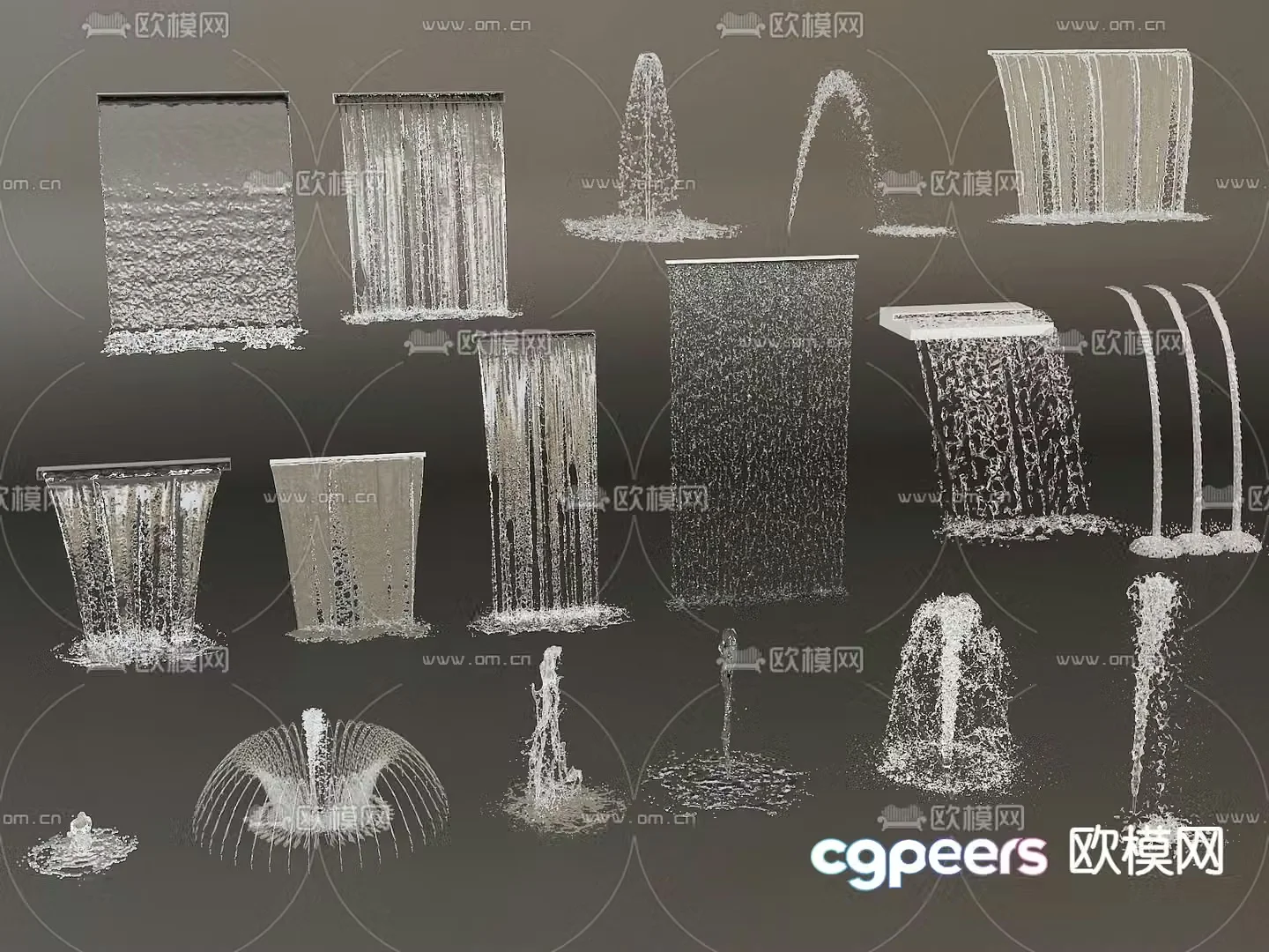 modern fountain waterfall 3d model
