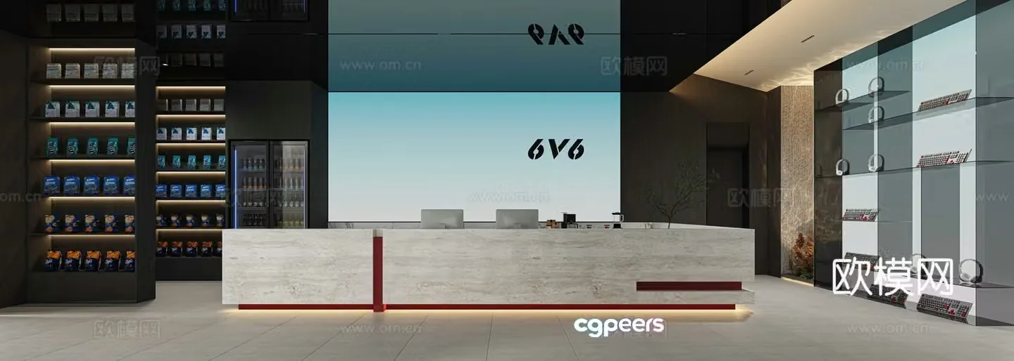 Modern Internet Cafe 3D Model