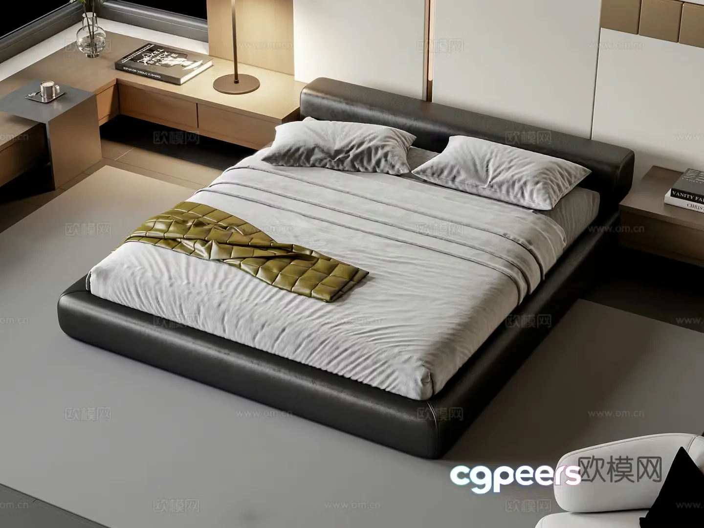 Modern double bed 3d model