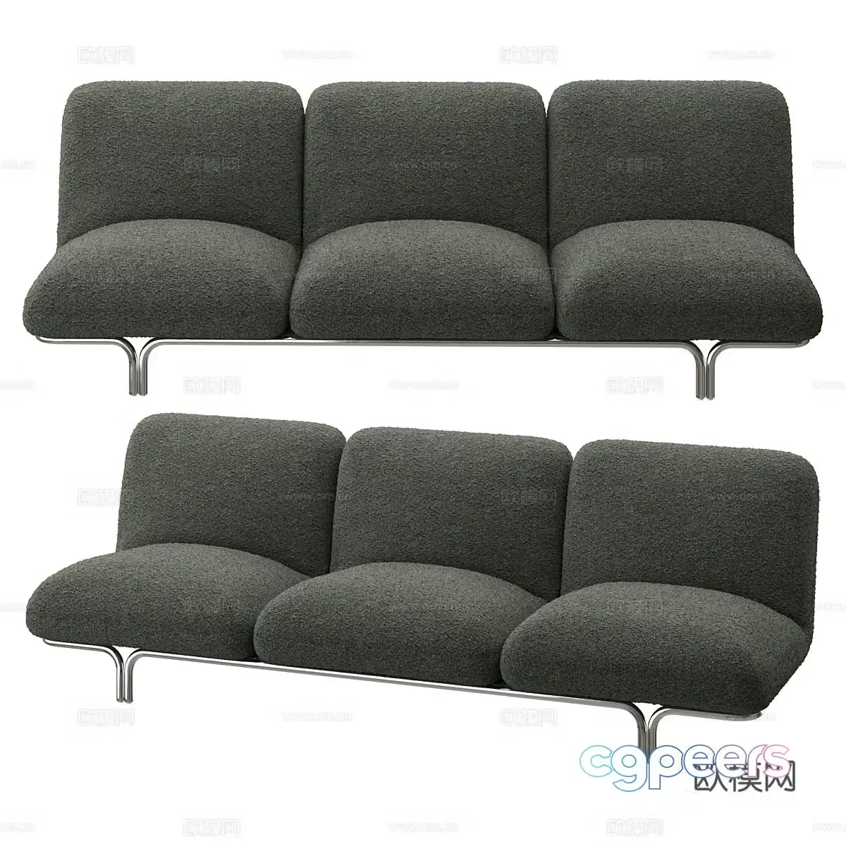 Modern simple double sofa double sofa simple sofa living room sofa pillow 3D model