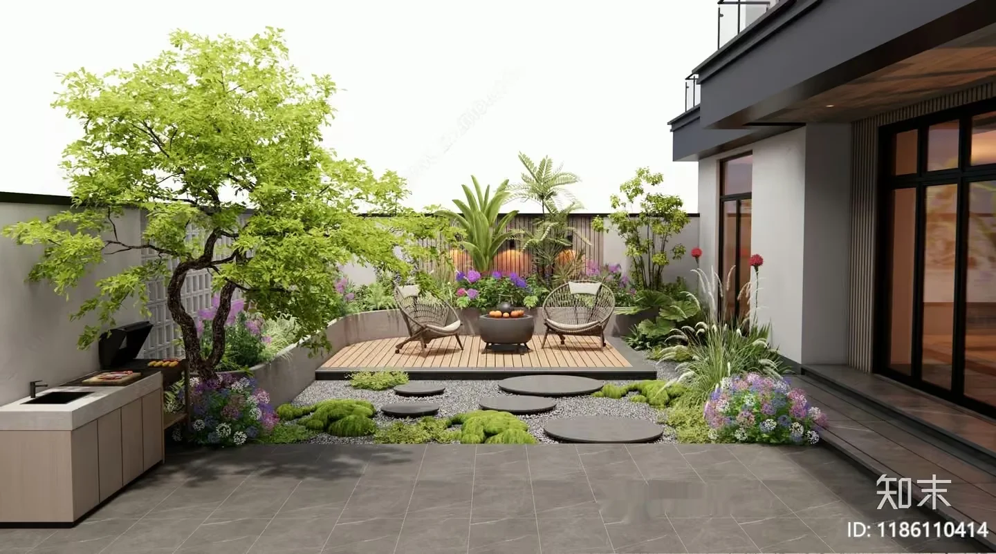 Cozy Outdoor Patio 3D Model – 13223 – VRAY Render