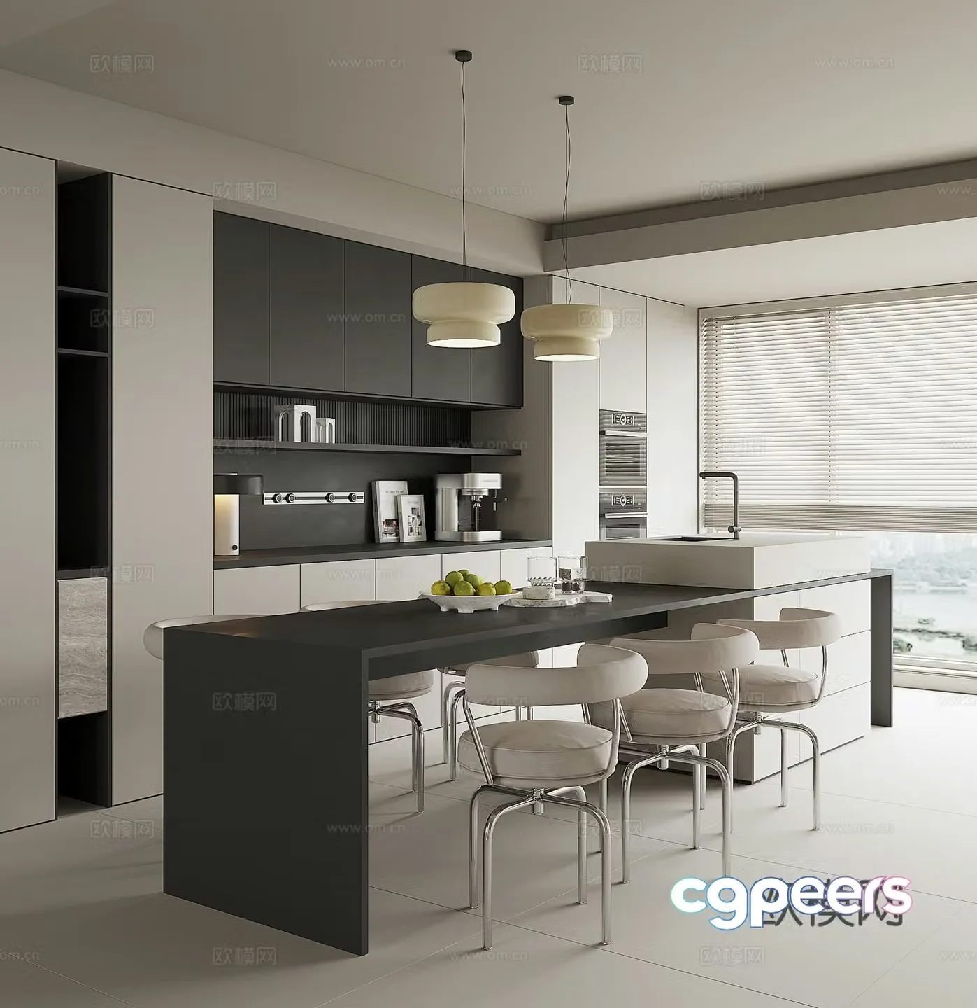Modern island restaurant 3d model