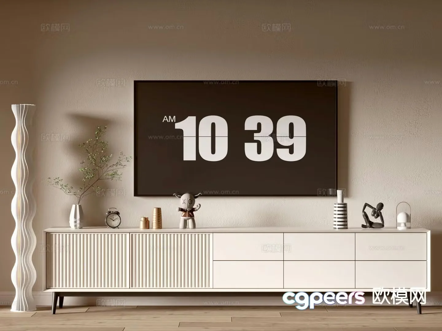 Cream style TV cabinet 3d model