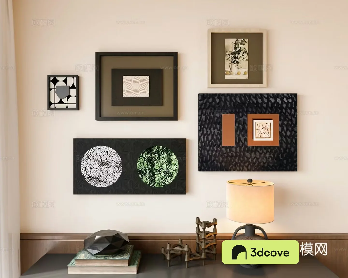 Modern medieval style decorative paintings hanging paintings combined decorative paintings medieval style table lamps retro decorative paintings