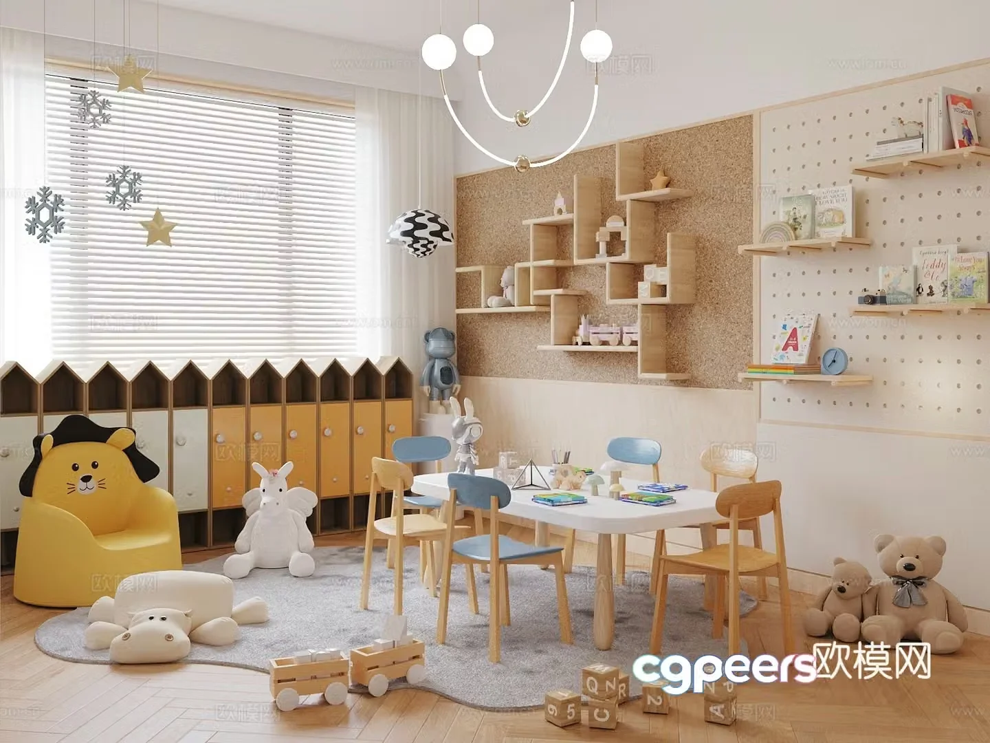 Modern children’s entertainment room Toy room Children’s room Toy storage cabinet 3D model