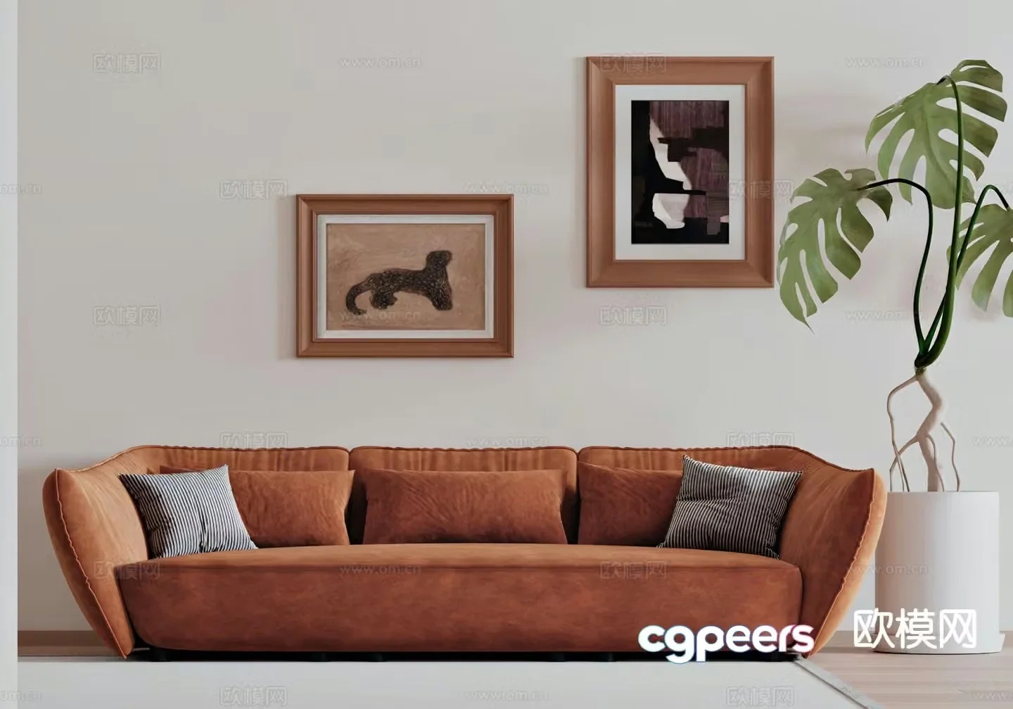 Three seater sofa upholstered sofa 3d model