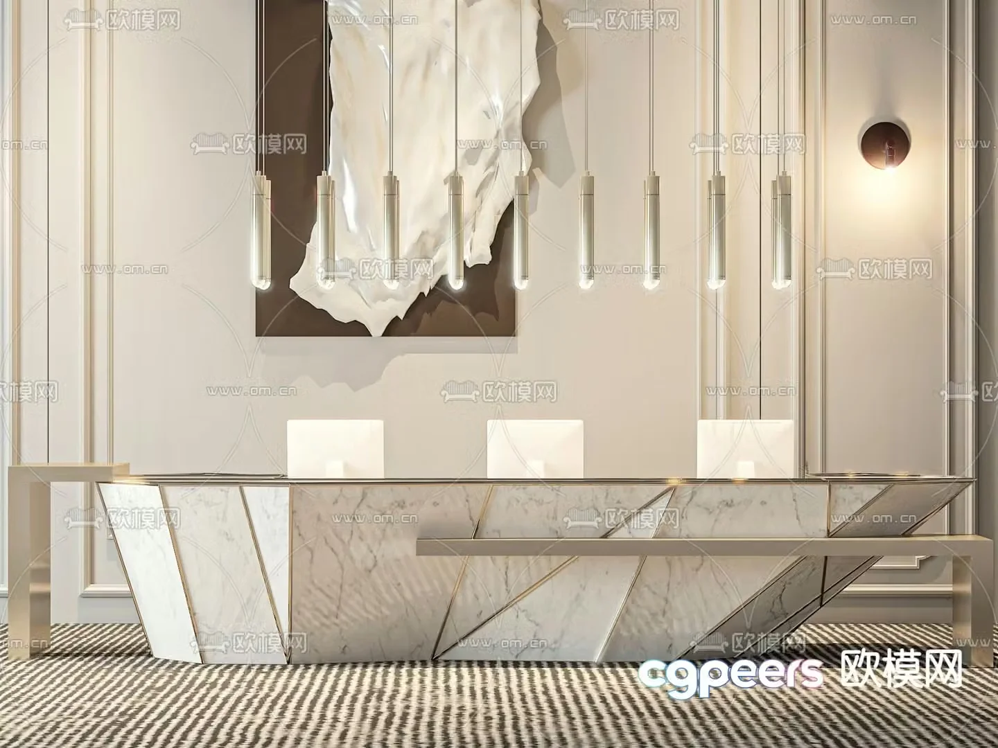 Modern front desk reception desk information desk 3d model