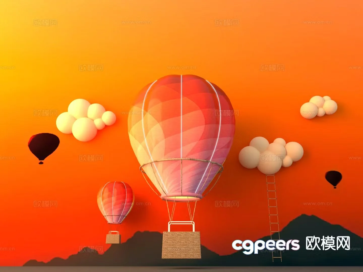Hot air balloon beauty display Internet celebrity photo check-in 3D model