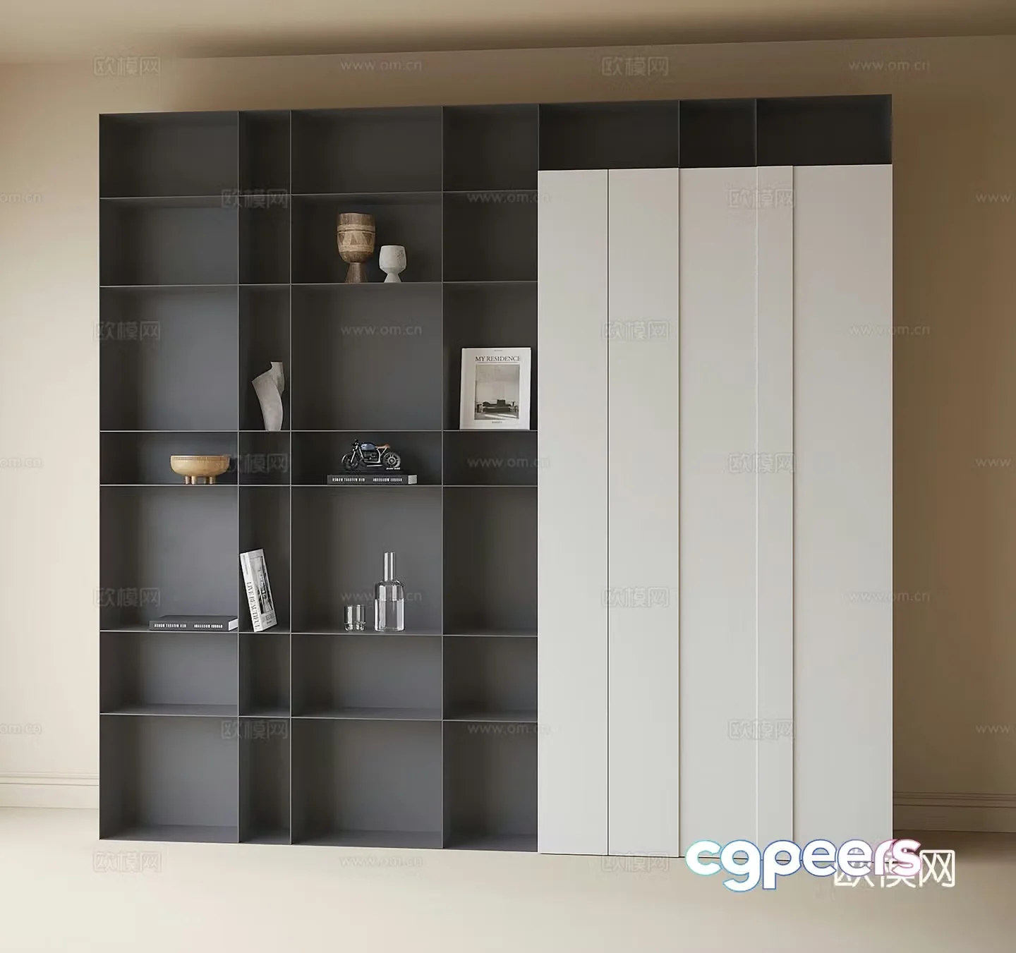 Modern bookcase 3d model