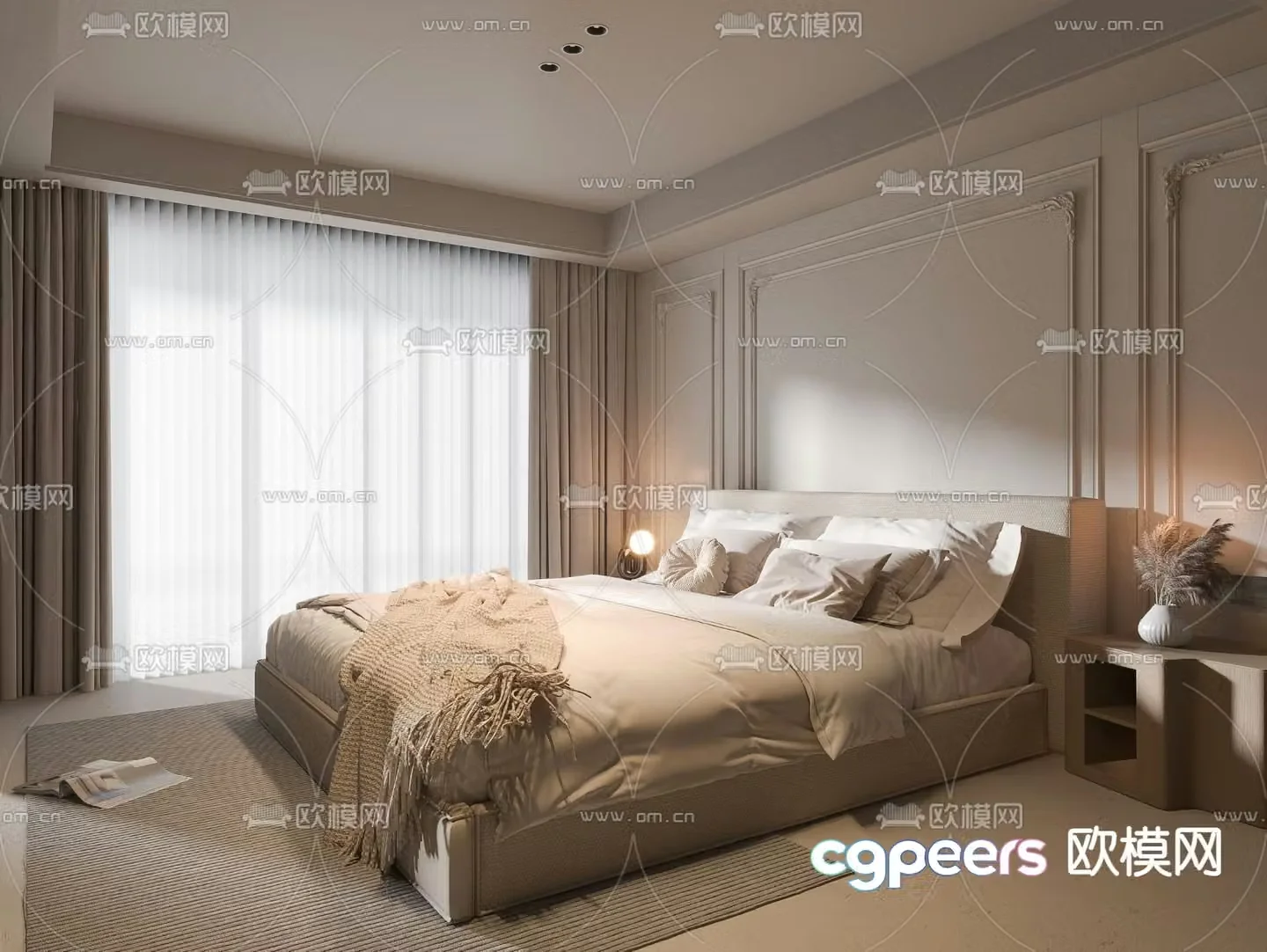 Creamy Bedroom Master Bedroom Master Room 3D Model