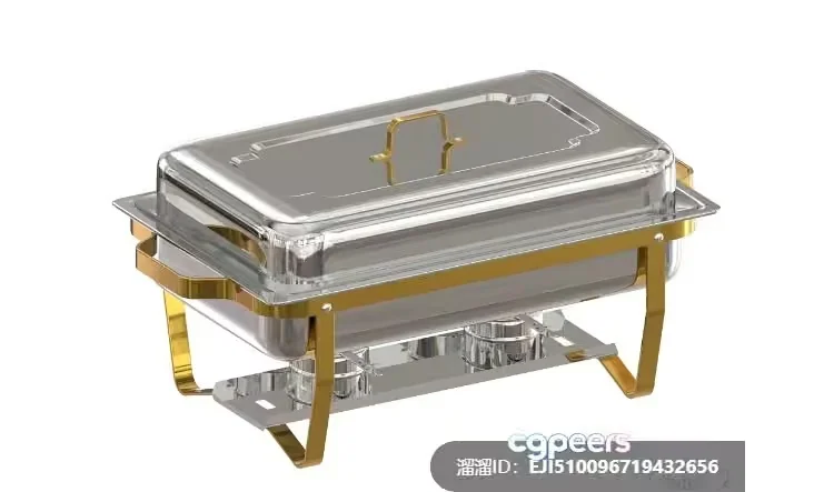 A Metal Serving Tray With A Gold Stand 3D Model – 723 – VRAY Render