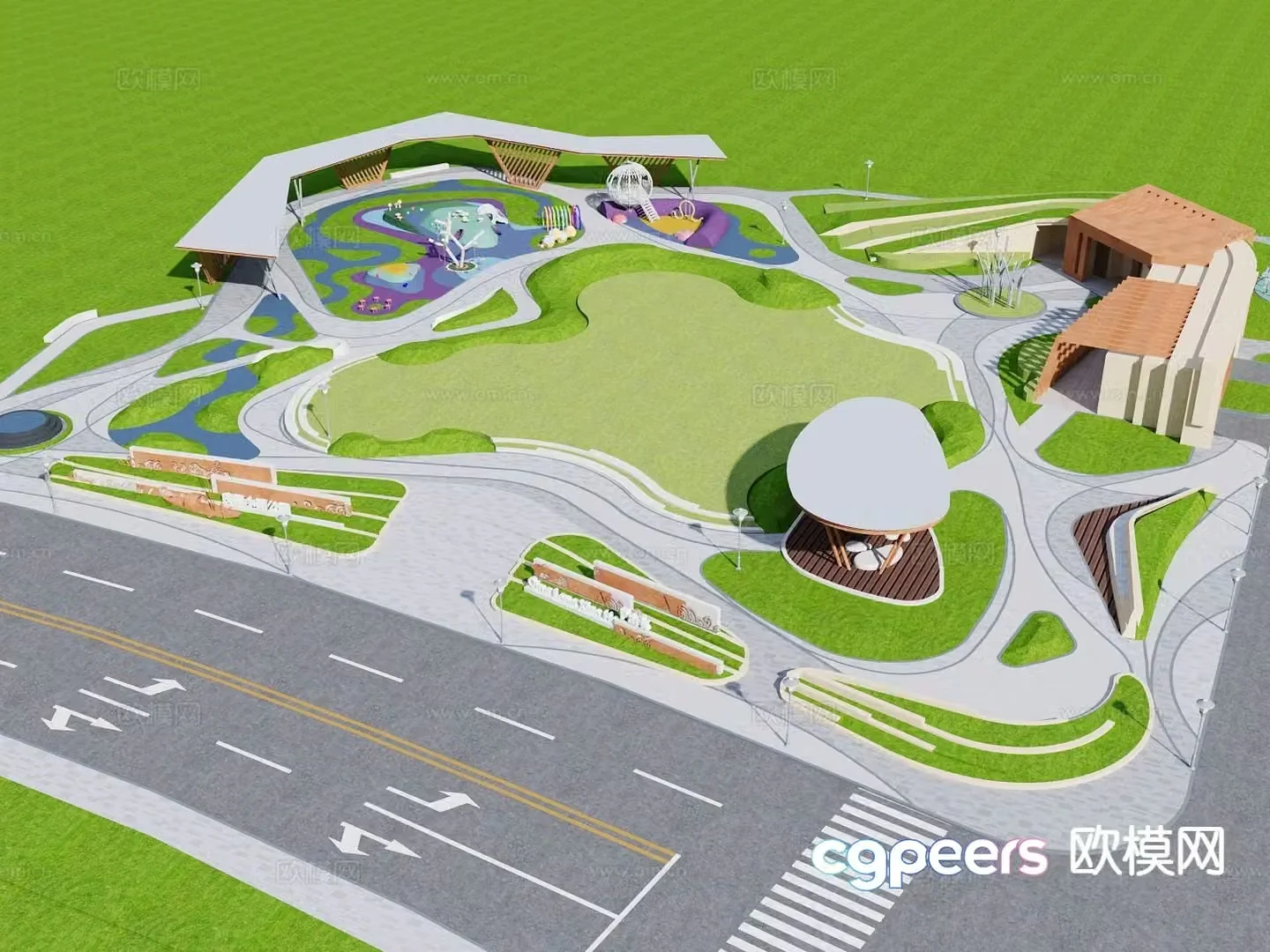 pocket park garden landscape 3d model