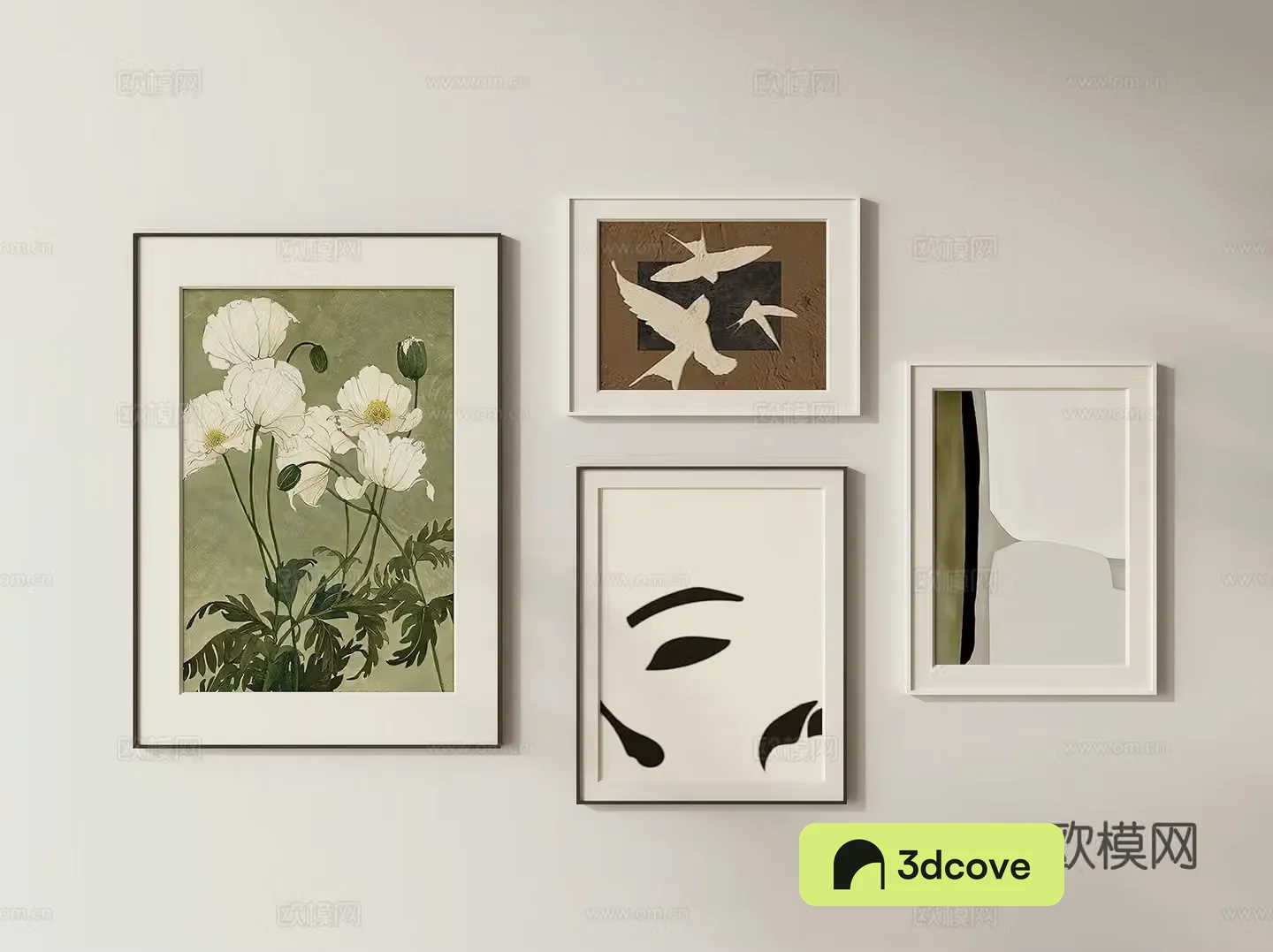 Cream style small fresh painting combined hanging painting