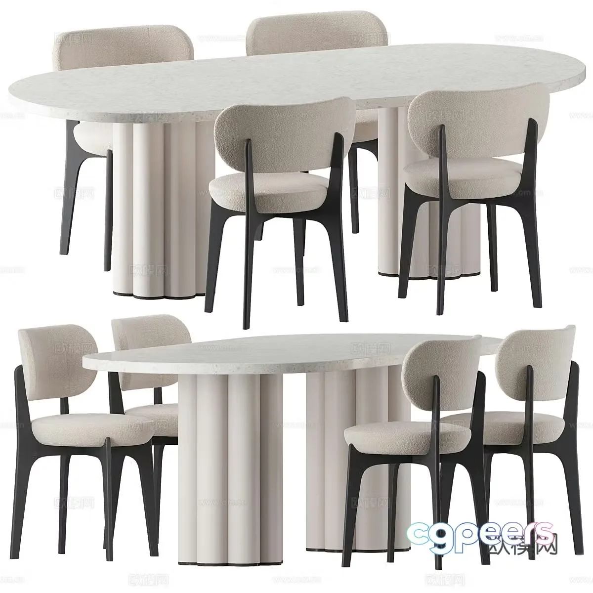 Dining table and chair 3d model