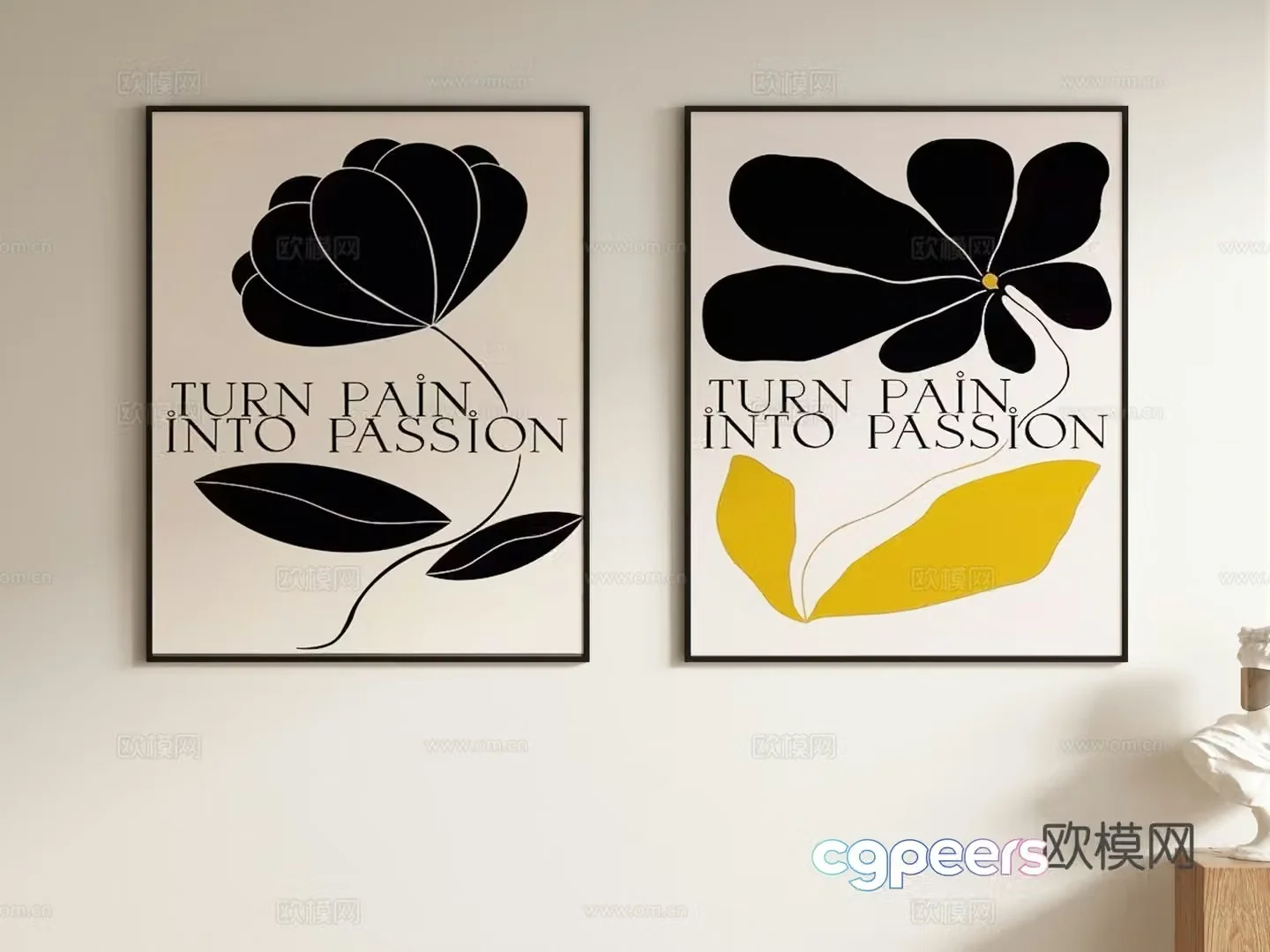 Modern art hanging painting decorative painting 3d model