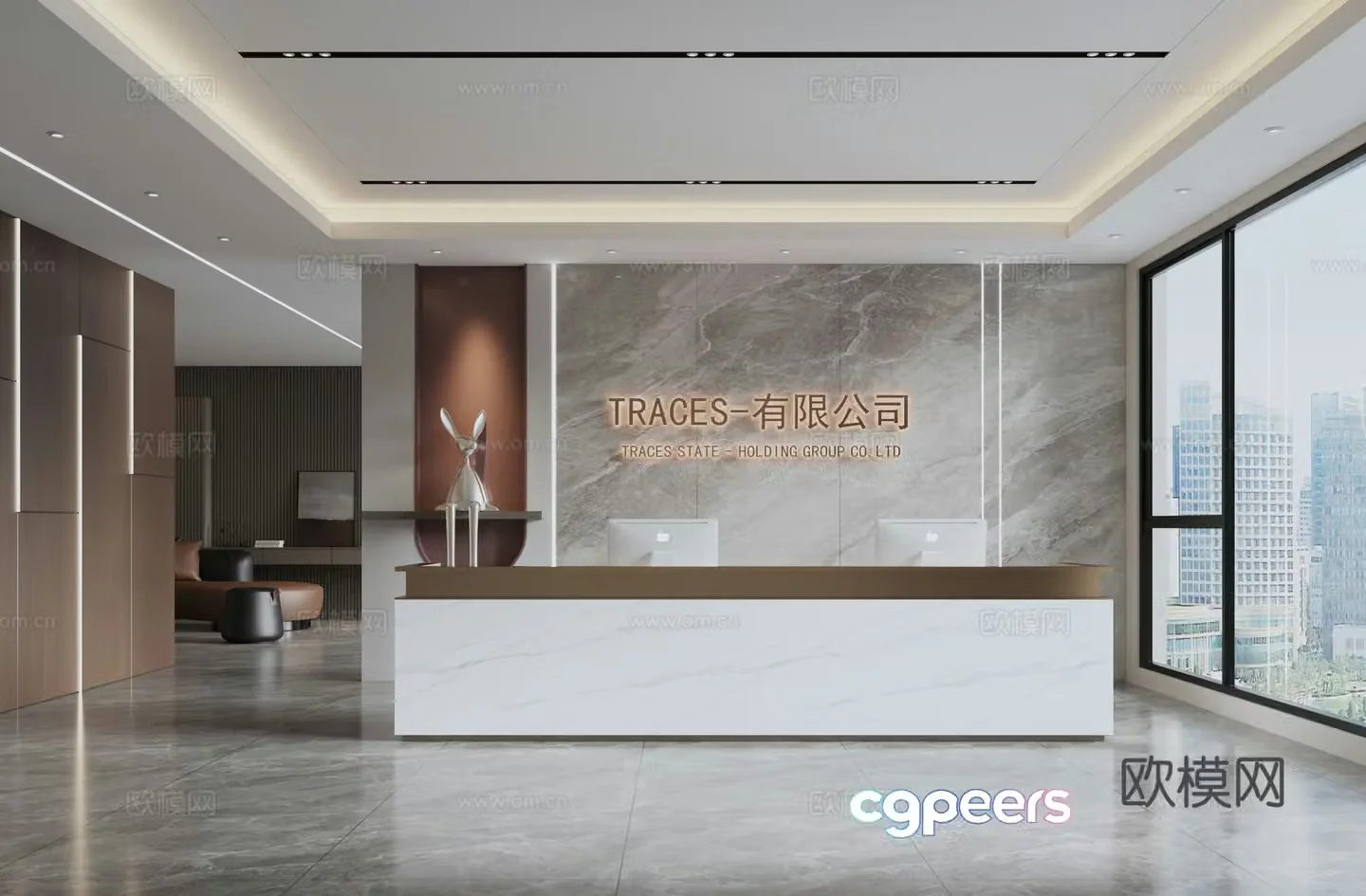 Modern company front desk 3D model
