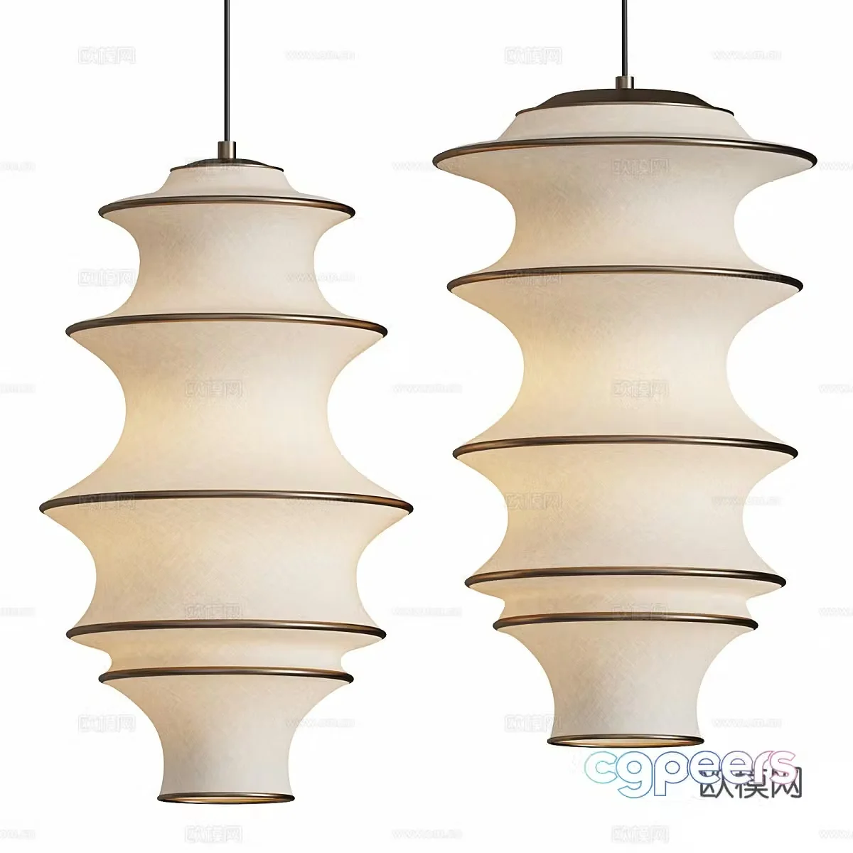 New Chinese style light luxury lantern decorative chandelier 3D model
