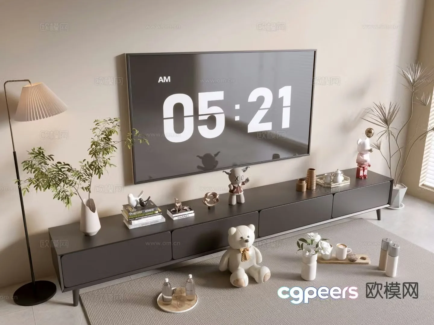 Modern black tv cabinet base cabinet 3d model