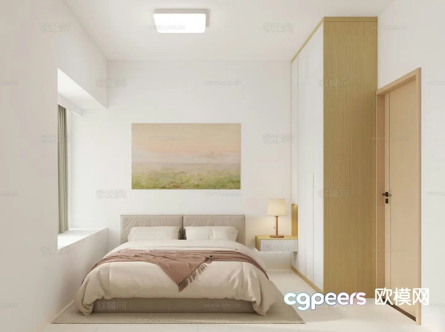 Modern minimalist bedroom second bedroom 3D model