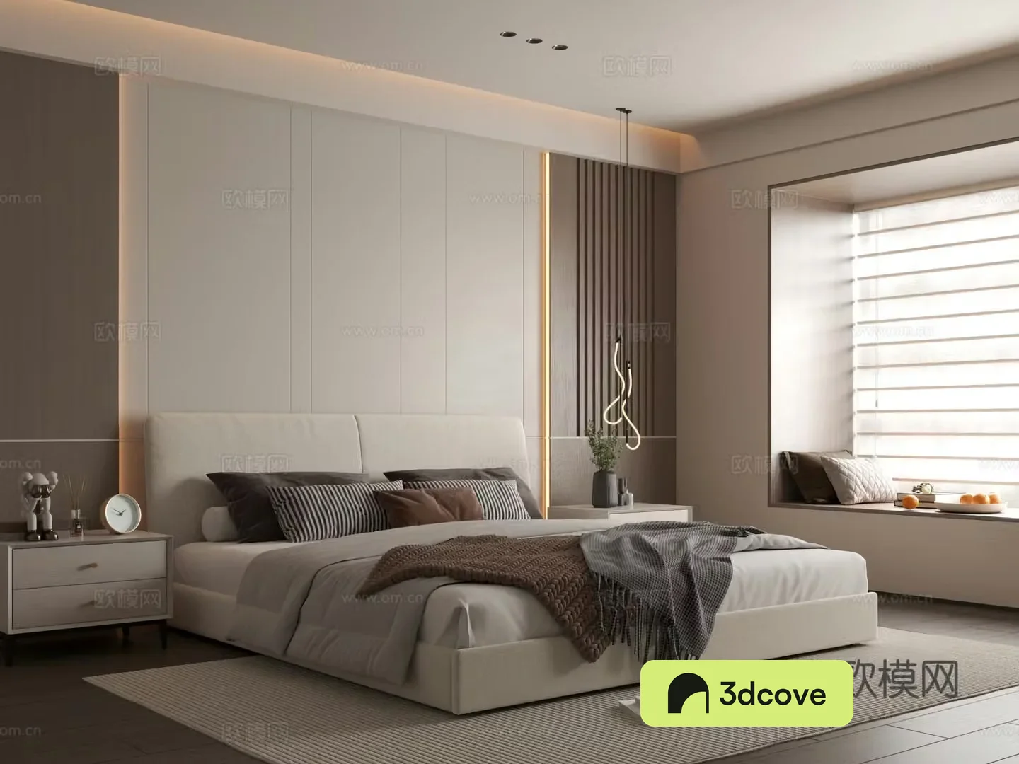 Modern bedroom Simple bedroom Bedding combination Bedroom background wall