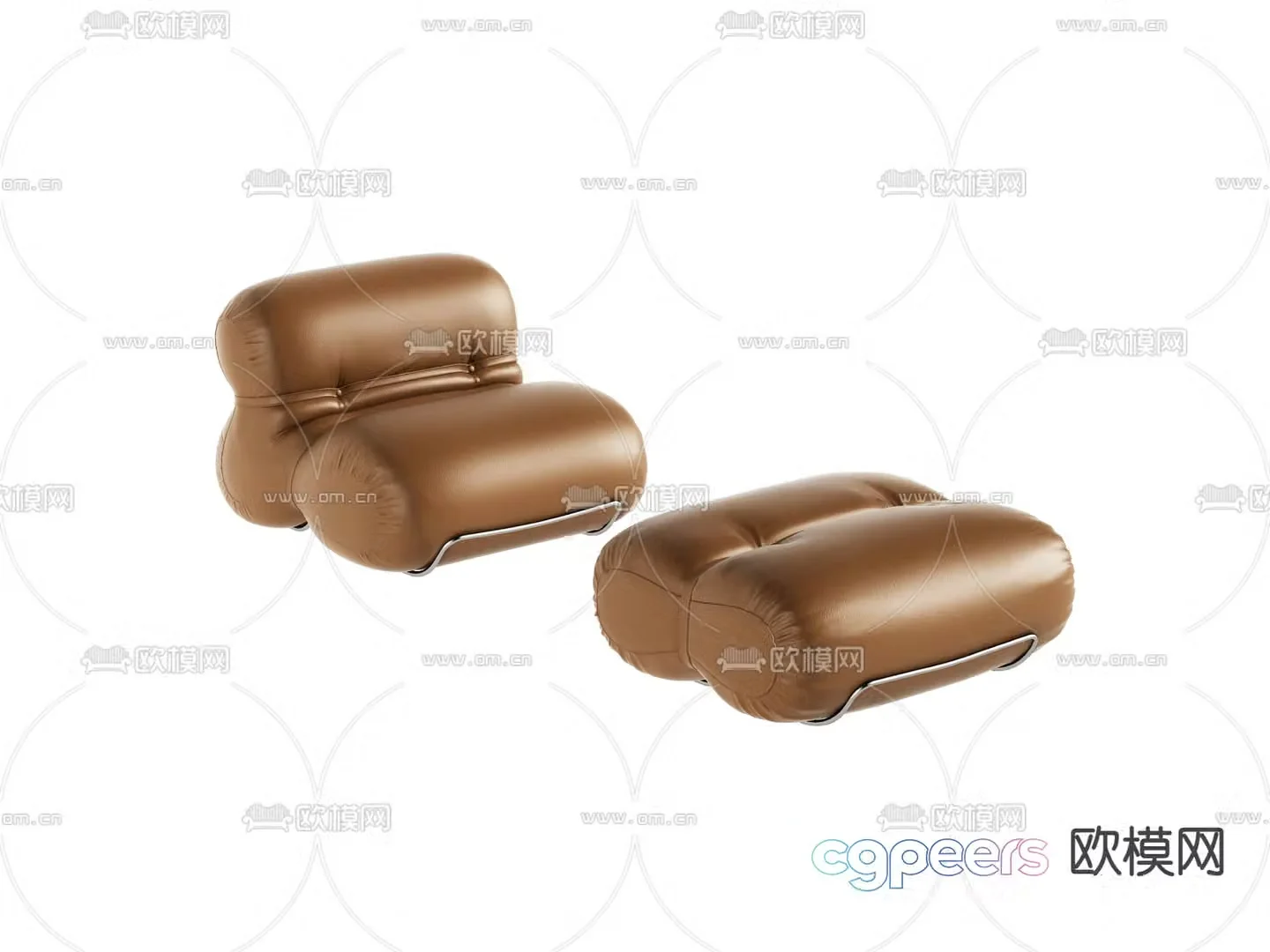 Leather sofa leisure sofa 3d model