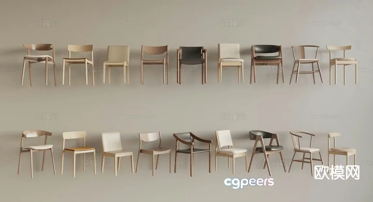 Nordic dining chair single chair chair 3d model