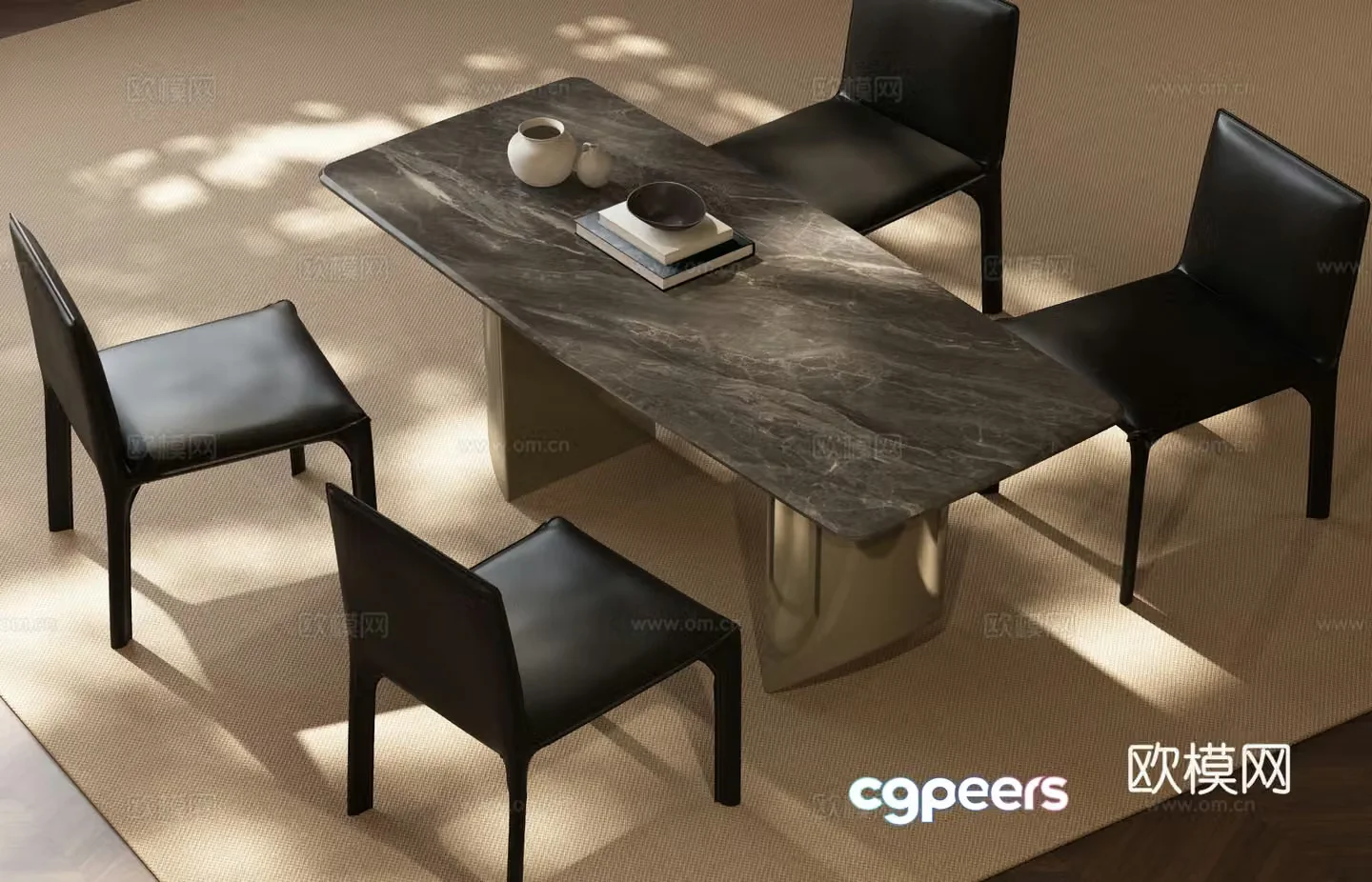 Modern Italian dining table and chair combination Italian luxury dining table and chair combination Italian dining table and chair combination Modern 3D model