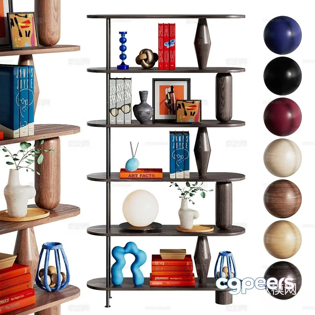 Decorative cabinet Bookcase Bookshelf 3D model