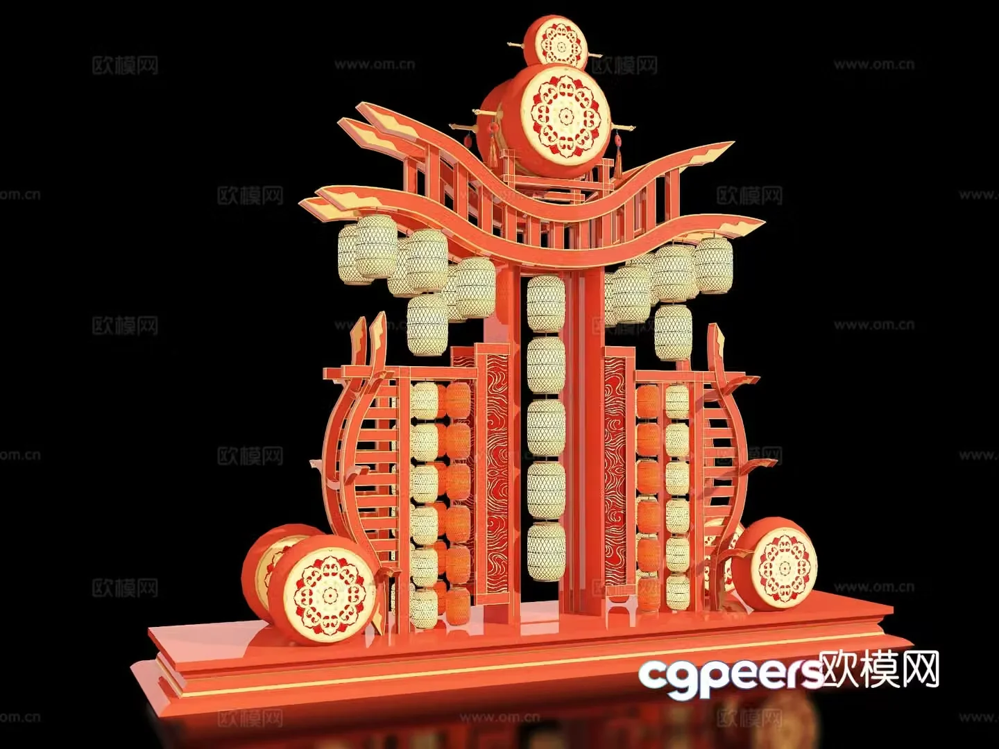 New Chinese style display outdoor installation national trend stage 3D model