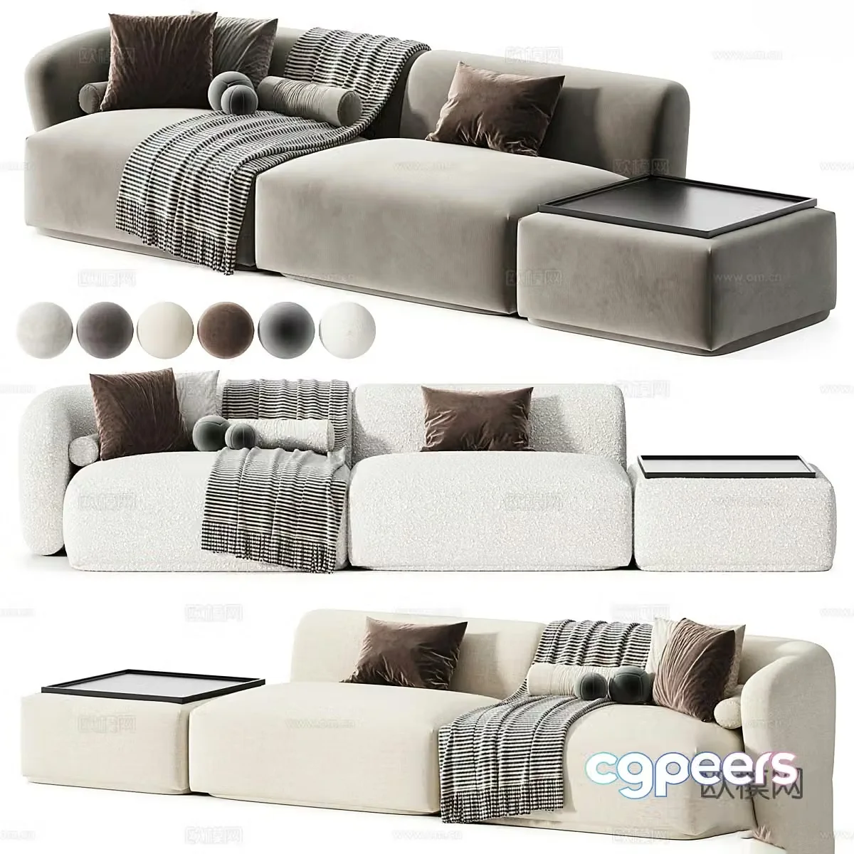 Modern cream style combination sofa 3d model