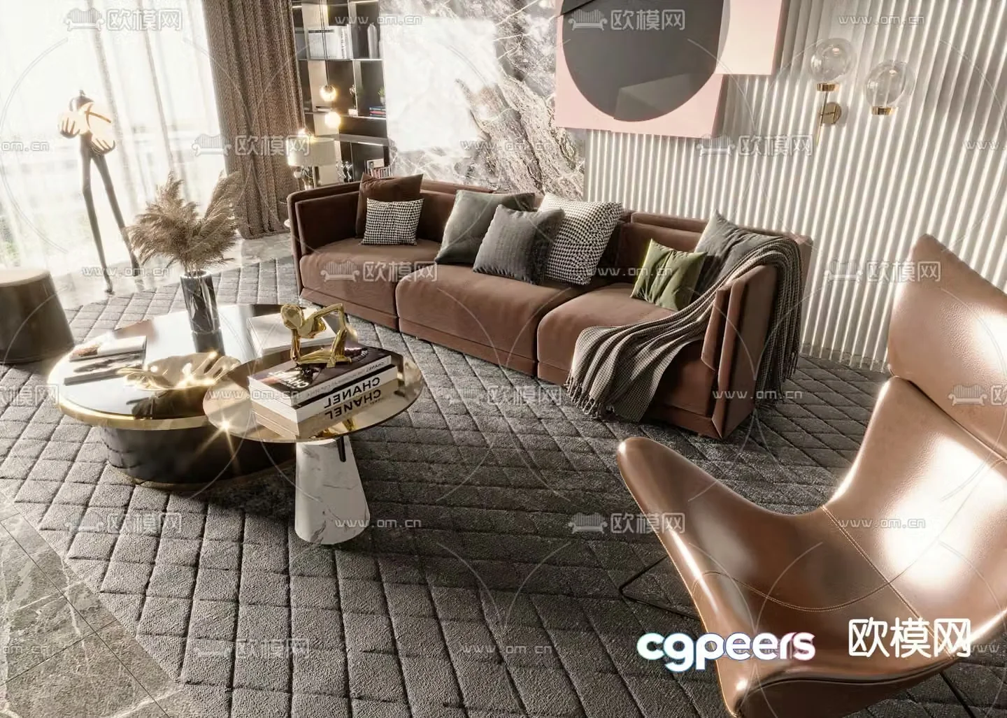 Light luxury modular sofa 3D model
