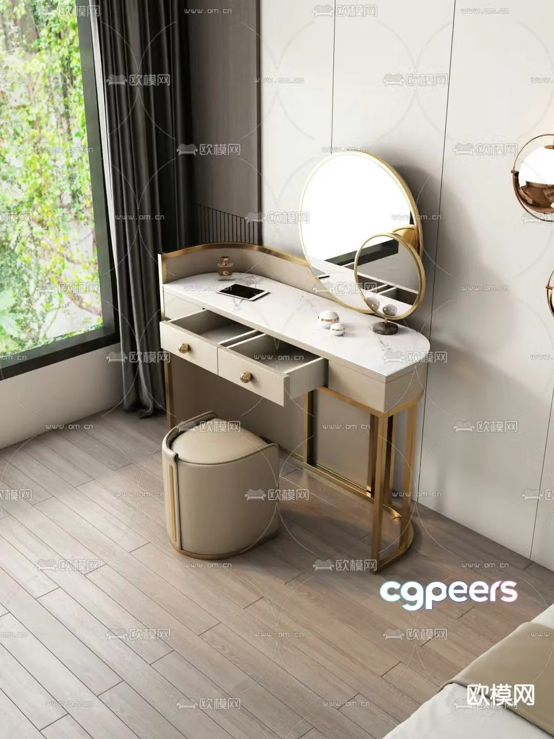 Light luxury dressing table 3D model