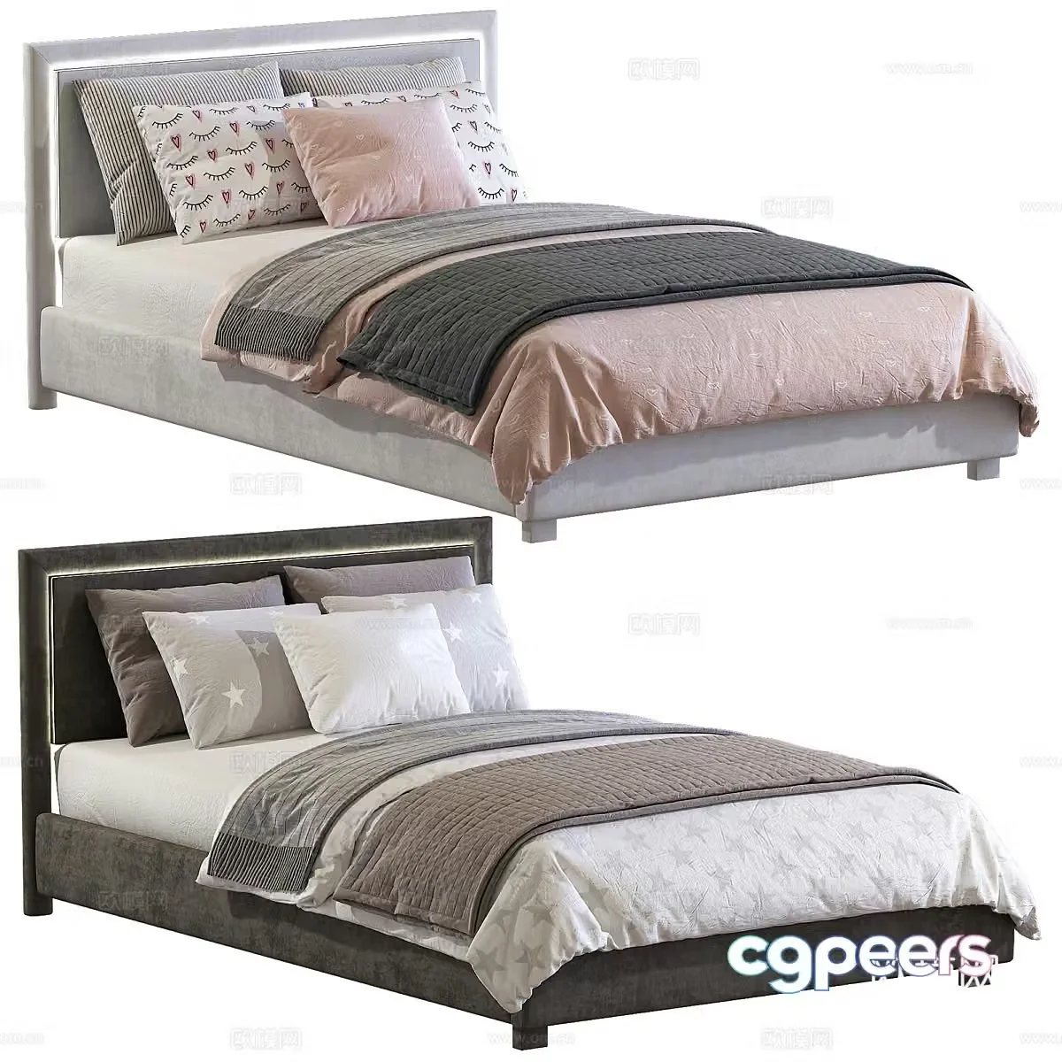 New Chinese style fabric children’s bed 3D model