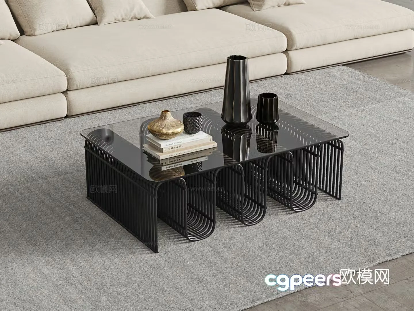 Modern glass coffee table 3d model