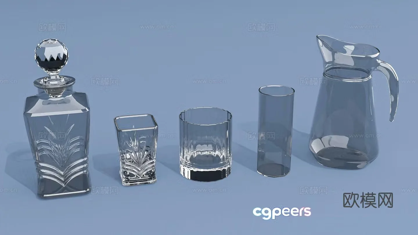 Wine bottle packaging wine divider glass water cup crystal cup 3d model