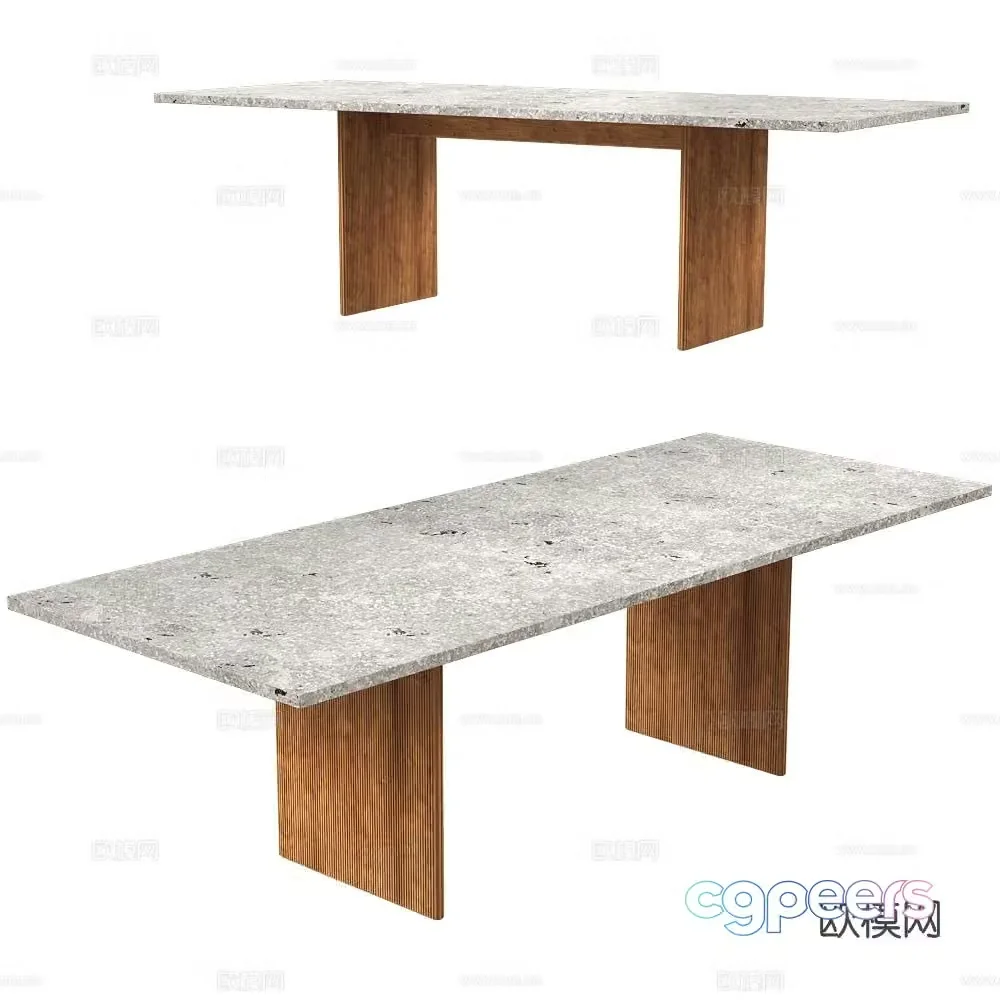 Italian minimalist dining table rectangular dining table 3D model