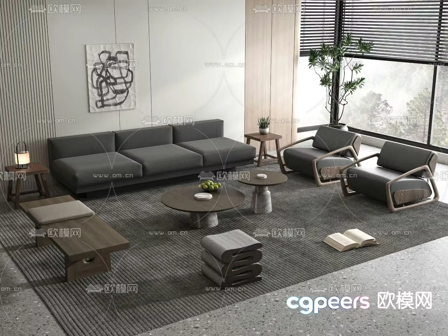Wabi Sabi modular sofa leather sofa 3d model