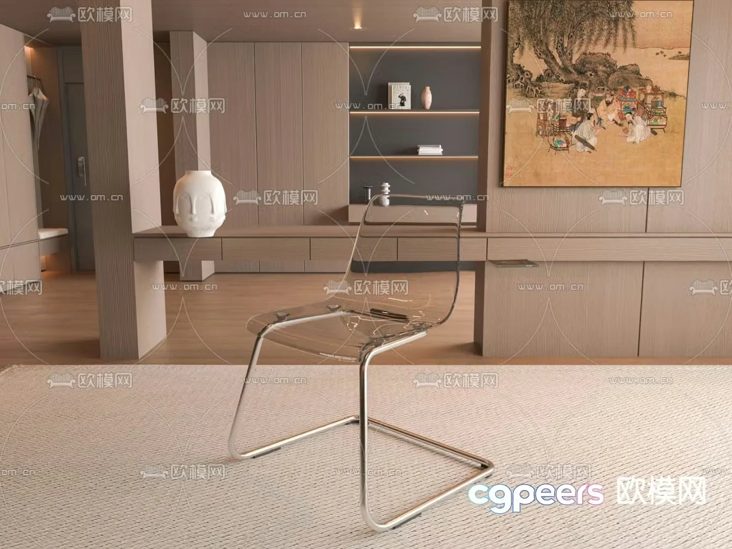 Acrylic chair dining chair 3d model