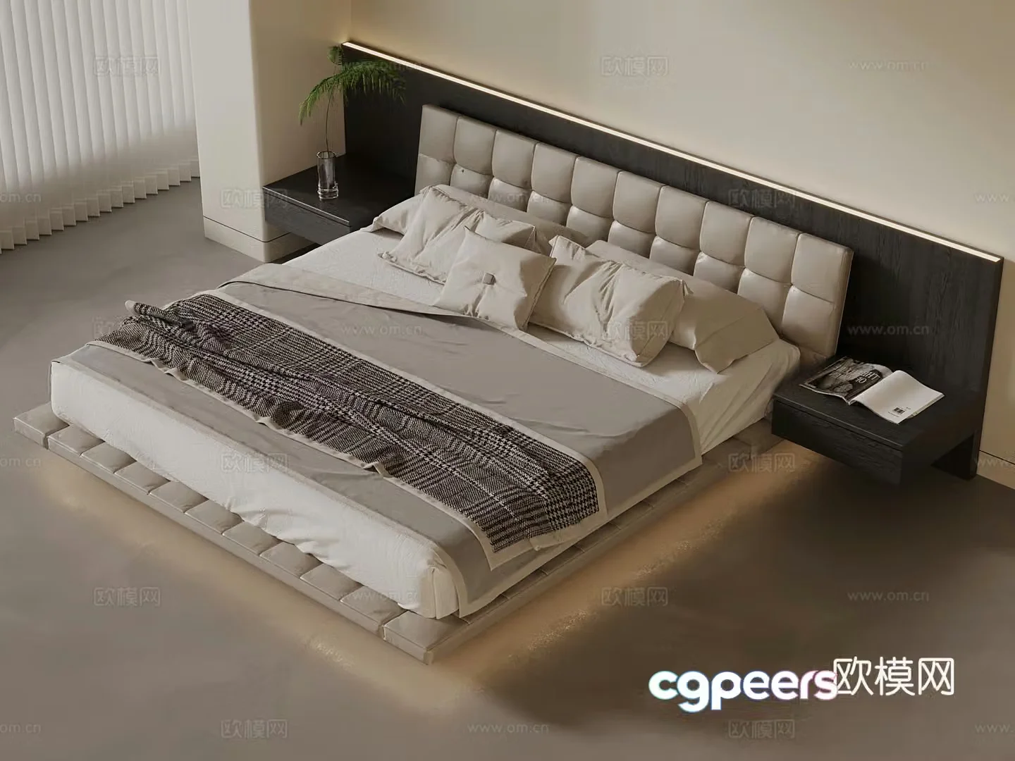 Modern double bed 3d model