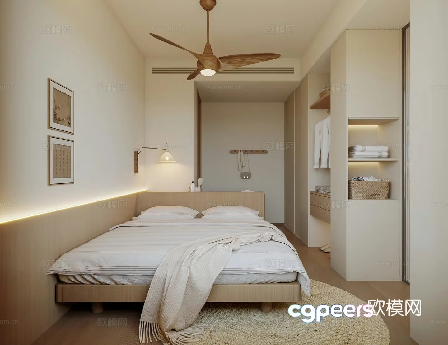 Japanese style log home bedroom Nordic home bedroom Log style home bedroom 3d model