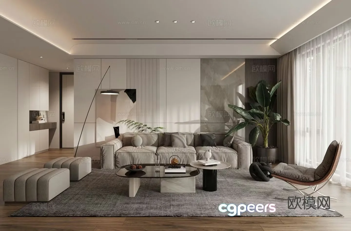 Advanced gray living room 3d model