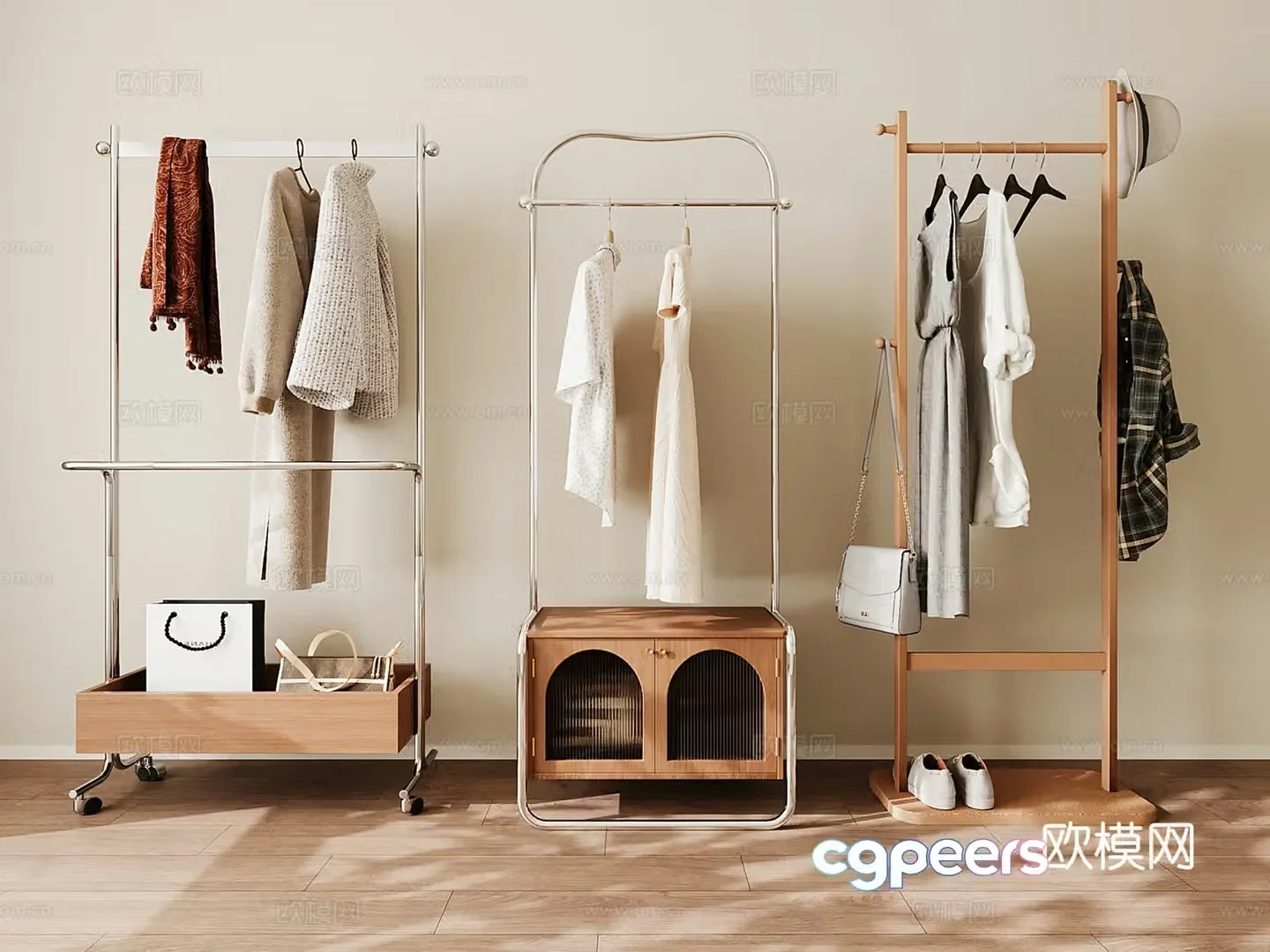Modern clothes hanger clothes hanger clothes hanger combination metal 3d model